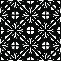  floral seamless pattern background.Geometric ornament for wallpapers and backgrounds. Black and white pattern.