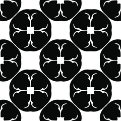  floral seamless pattern background.Geometric ornament for wallpapers and backgrounds. Black and white pattern.