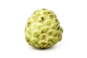 Sugar apple, custard apple, Annona, sweetsop (Cherimoya) isolate on white background. Fruit Properties Lower Cholesterol Levels concept