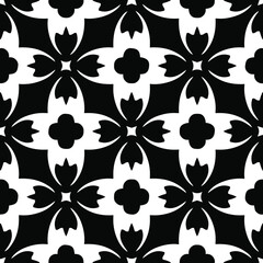  floral seamless pattern background.Geometric ornament for wallpapers and backgrounds. Black and white pattern.