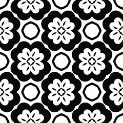 floral seamless pattern background.Geometric ornament for wallpapers and backgrounds. Black and white 

pattern.