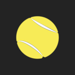 Yellow tennis ball on a black background. Vector graphics.