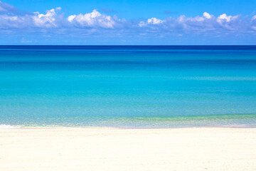 Vacation background mockup. Beautiful atlantic tropical beach of Varadero in Cuba.
