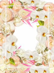 Frame Flowers Invitations Wedding Banner Sale Rose Orchid Ranunculus Palm