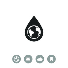 Earth water drop vector icon.