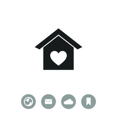 Obraz na płótnie Canvas House with heart vector icon.
