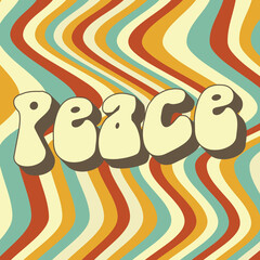 peace hippie pacific vintage 60's lettering vector typography