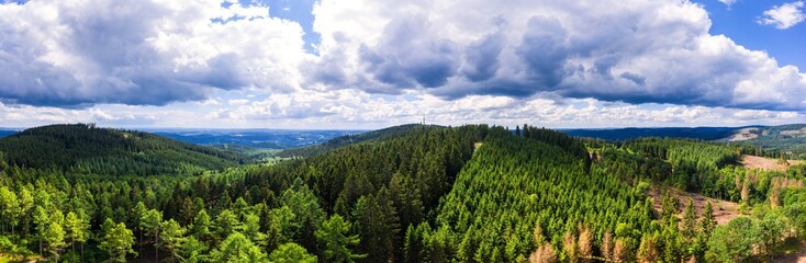 the kindelsberg mountain and forests near siegen germany panorama