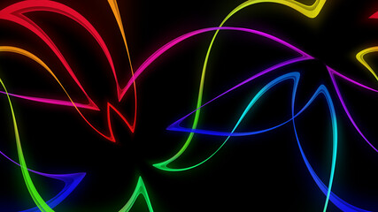 organic smooth and colorful and silky glowing light lines in abstract form and black background