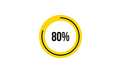 Circle Percentage Diagrams Showing 80% Ready-to-use for web Design, user interface (UI) or Infographic - Indicator with Black