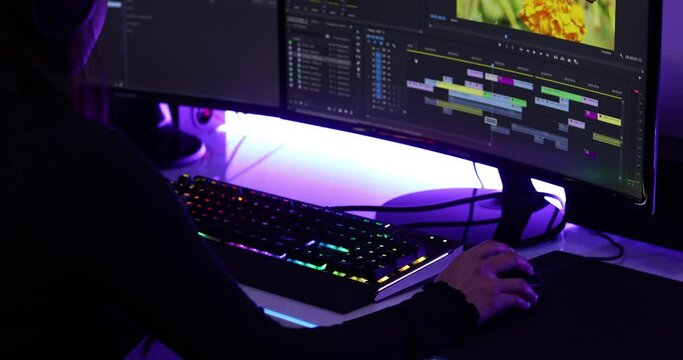 Girl editing a video on premiere pro