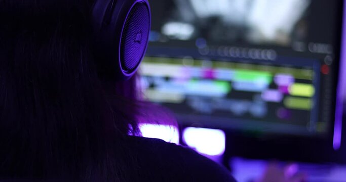 Girl editing a video on premiere pro