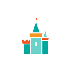 Magic farirytale Castle. cartoon icon. Tower, fortress. fairy tale, magic, fantasy logo.