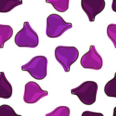 Random seamless pattern with summer fig fruit ornament. Isolated backdrop. Abstract exotic fruit artwork.