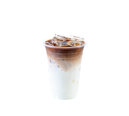 Iced Latte Coffee on isolated white background. Beverages containing milk and coffee