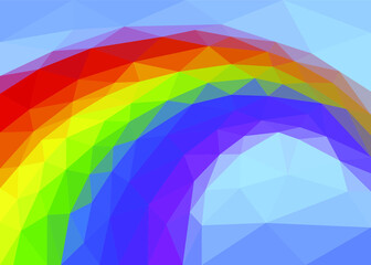polygon rainbow on blue background - 444062933