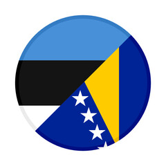 Fototapeta premium round icon with estonia and bosnia and herzegovina flags isolated on white background 