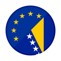 round icon with european union and bosnia and herzegovina flags isolated on white background
