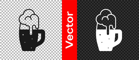 Black Glass of beer icon isolated on transparent background. Vector
