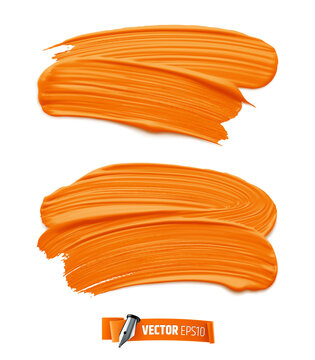 Traces de peinture orange vectorielles sur fond blanc