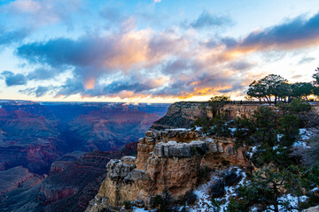 beautiful sunrise over the Grand Canyon in mid February