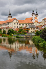 Fototapeta na wymiar Town Telc and pond Ulický rybník, Czech Republic