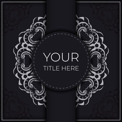 Black luxury invitation card design with silver vintage ornament. Can be used as background and wallpaper. Elegant and classic vector elements ready for print and typography.