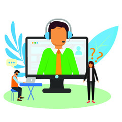 customer service flat illustration vector graphic