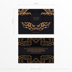 Fototapeta na wymiar Black luxury invitation card design with gold vintage ornament. Can be used as background and wallpaper.