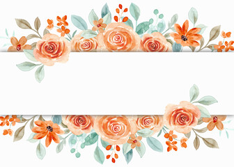 Watercolor rose flower border