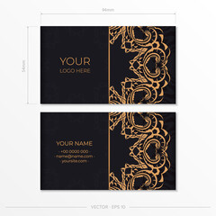 Black luxury business card design with gold vintage ornament. Can be used as background and wallpaper. Elegant and classic vector elements are great for decoration.