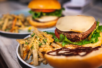 burger and fries