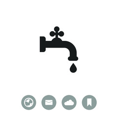 Faucet with water drop vector icon. Vector tap symbol. Dripping tap icon.