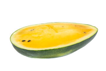 Delicious ripe watermelon (Citrullus lanatus) isolated on white background.concept of fresh fruit in the tropical.