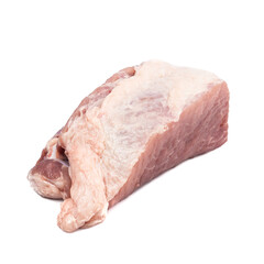 Large piece Raw meat pork Shoulder Butt or Blade Shoulder isolated on white background.food concept for advertising