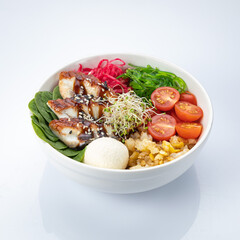 Hawaiian cuisine. Poke on a white background
