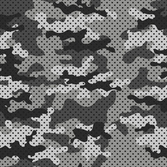 Abstract camouflage vector digital gray pattern, disguise, fashion print.