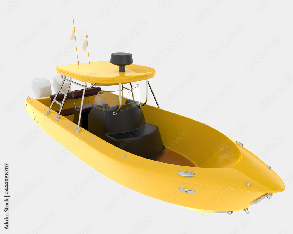 Wall mural Fishing boat isolated on background. 3d rendering - illustration