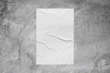 Blank white wheatpaste glued paper poster mockup on concrete wall background - obrazy, fototapety, plakaty