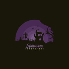 happy hallowen logo template design Vector illustration