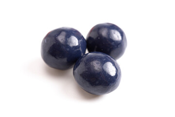 Blue Coated Chocolate Covered Dried Blueberry Isolated on a White Background
