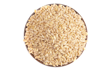 Bowl of Barley Wheat Isolated on a White Background