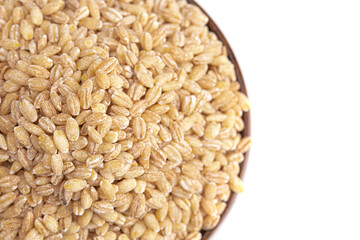 Bowl of Barley Wheat Isolated on a White Background