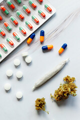 therapeutic cannabis or medicine to cure on the table