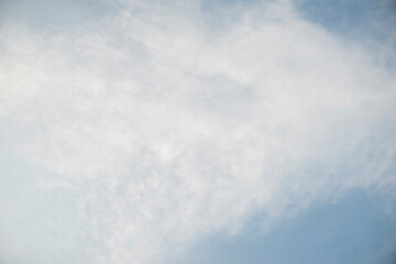 Scattered cloud clusters in a blue sky, blue sky background with white clouds,