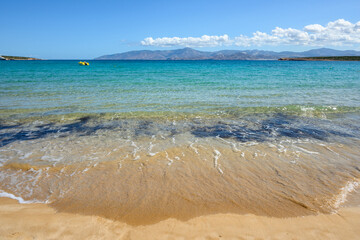 Santa Maria beach with crystal sea water. Paros island, Cyclades, Greece