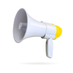 Yellow speaker megaphone isolated on gray background. 3d vector illustration