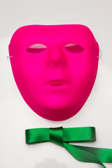 Coloured fabrics and ribbons; basic colours on a white background