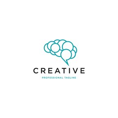 abstract tech brain logo design vector