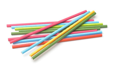Group of paper colorful drinking straws